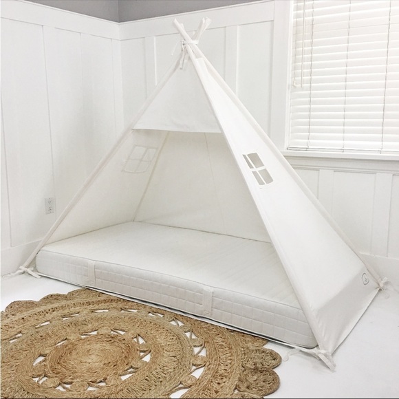 White play Teepee twin Bed Canopy canvas Cotton. - Picture 2 of 9